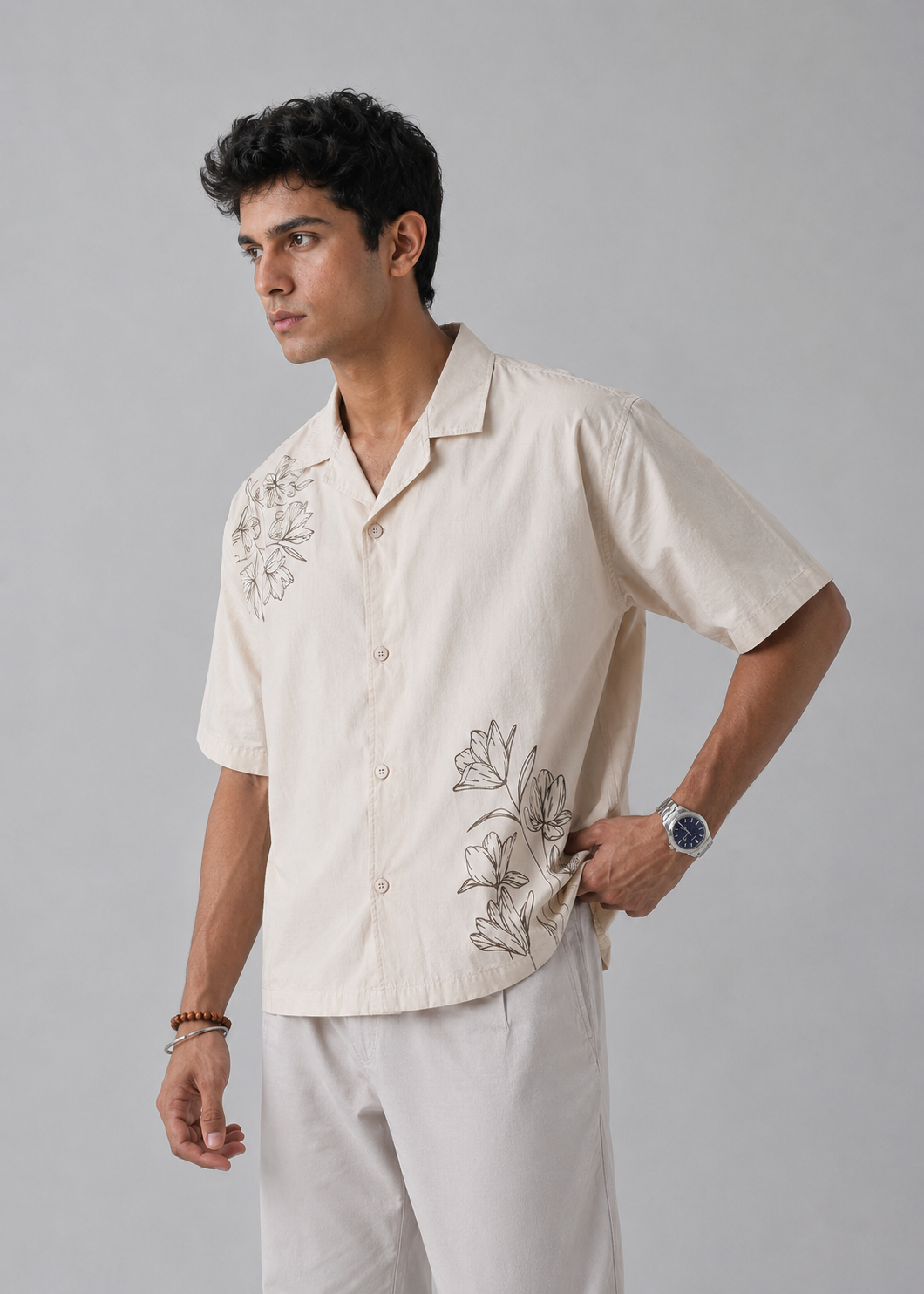 Embroided  Resort Collar Shirt