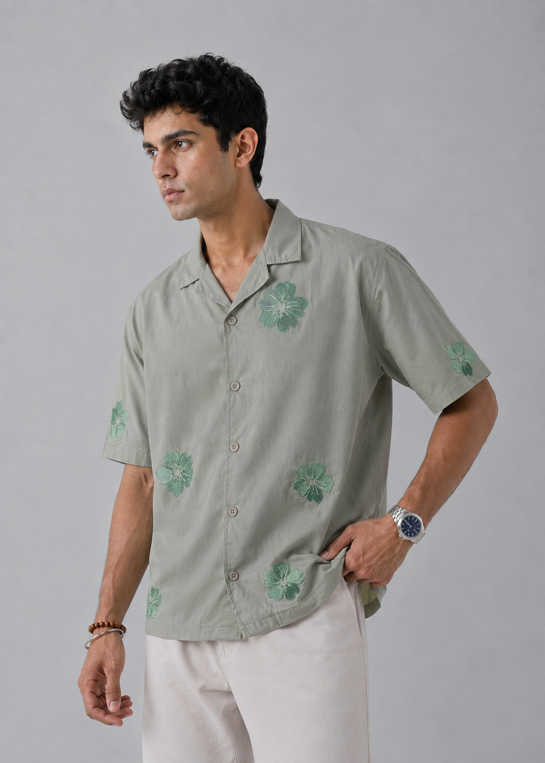 Embroided Resort Collar Shirt