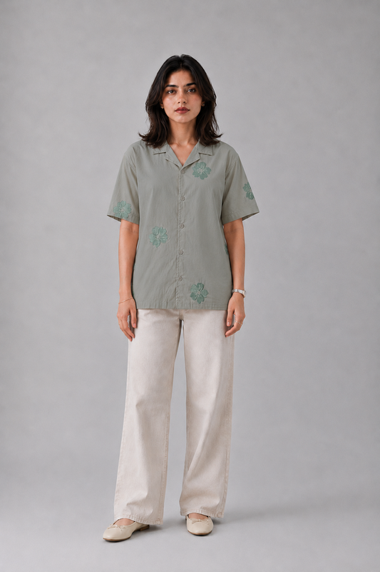 Embroided Resort Collar Shirt