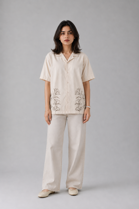 Embroided  Resort Collar Shirt
