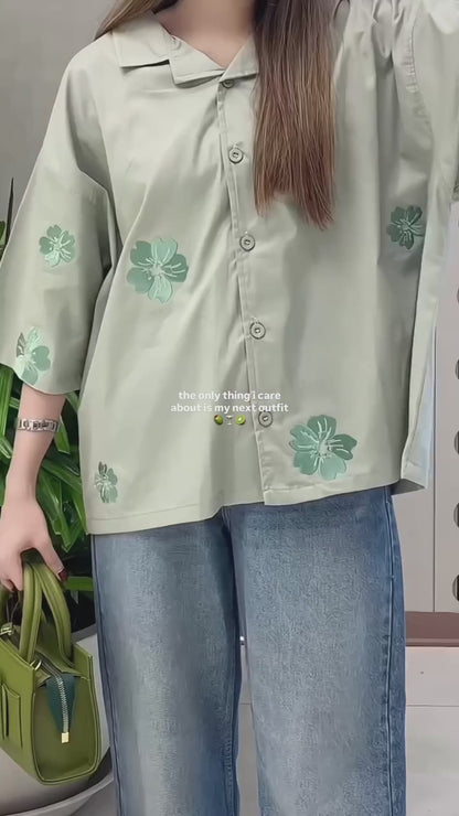 Embroided Resort Collar Shirt