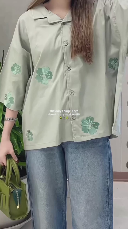 Embroided Resort Collar Shirt